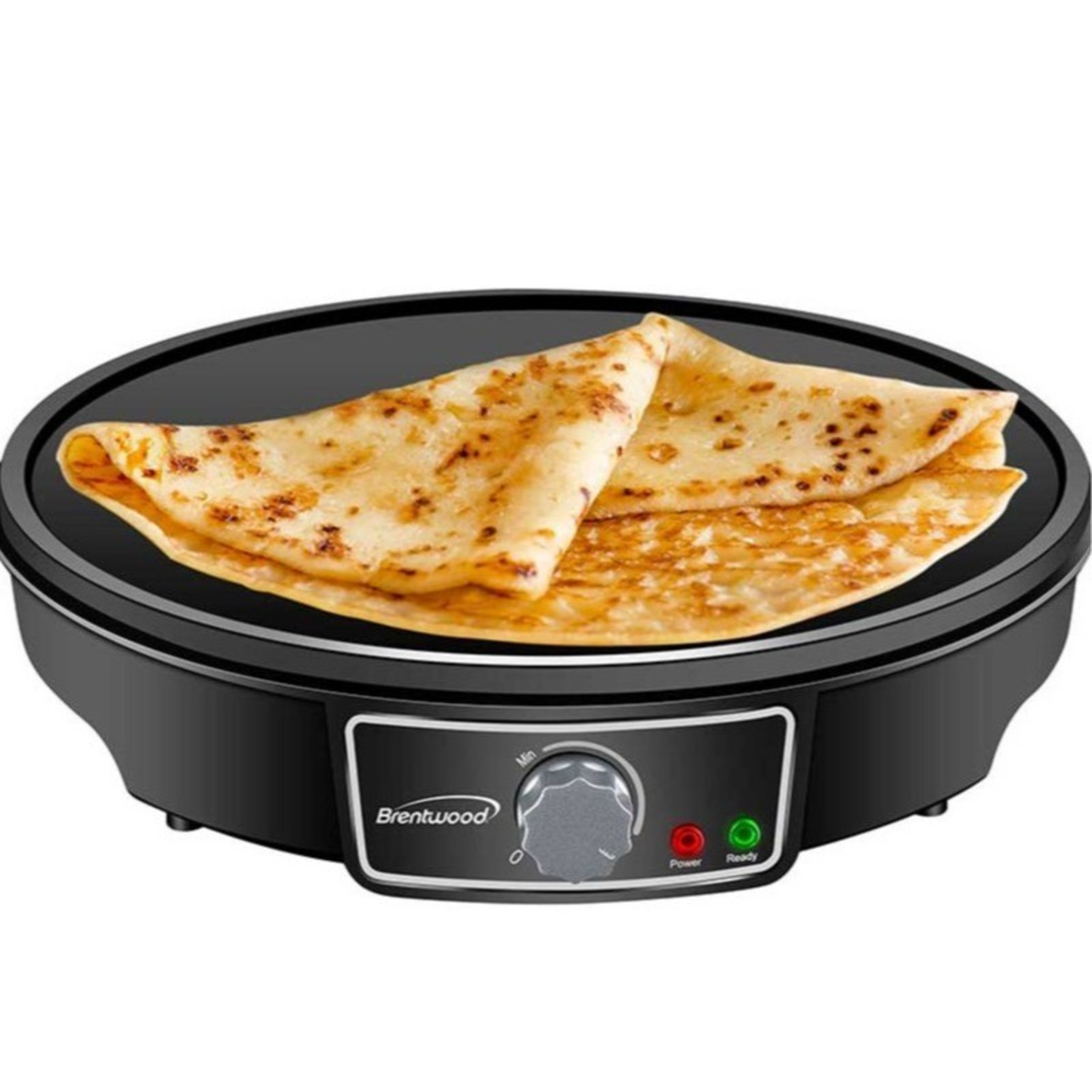 12-INCH ELECTRIC NON-STICK CREPE PANCAKE MAKER AND GRIDDLE WITH SPATULA AND SPREADER - (BLACK)