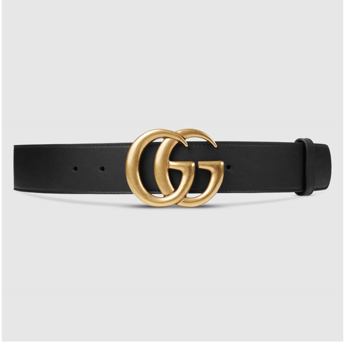 GG GOLD BUCKLE LEATHER BELT - (SIZE 38)