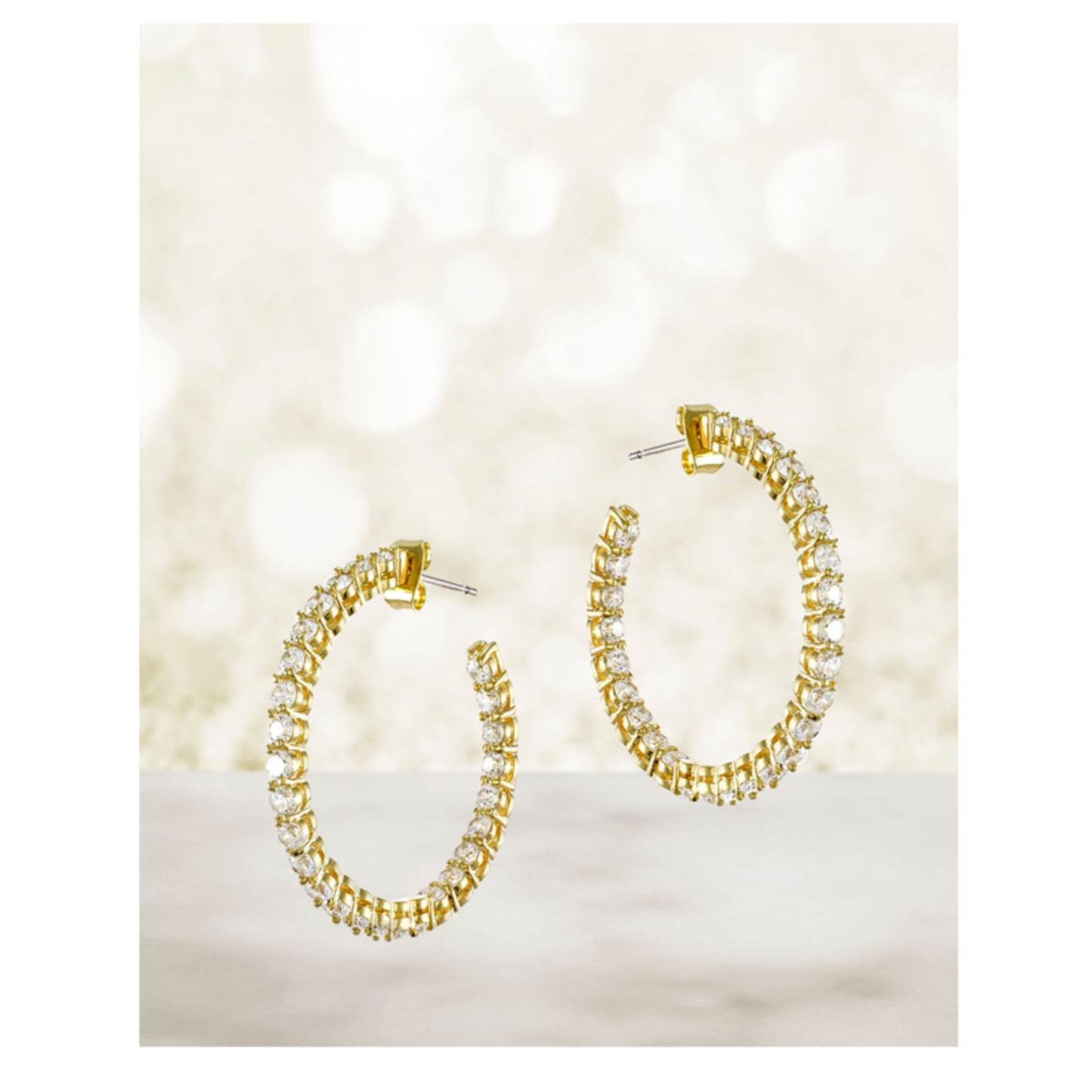 LADIES INSIDE OUT CZ HOOP EARRINGS