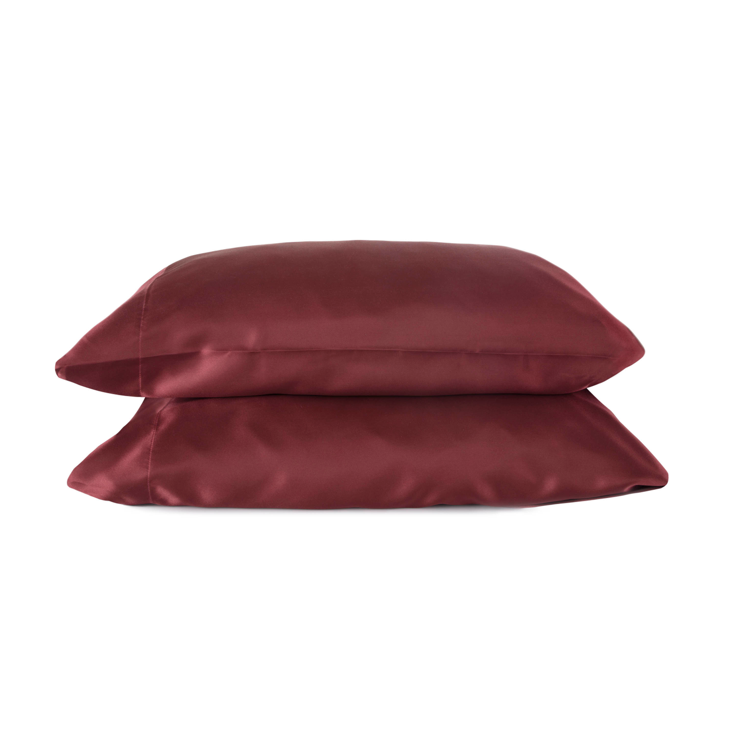 SATIN SOLID KING PILLOWCASE PAIR - (MERLOT)