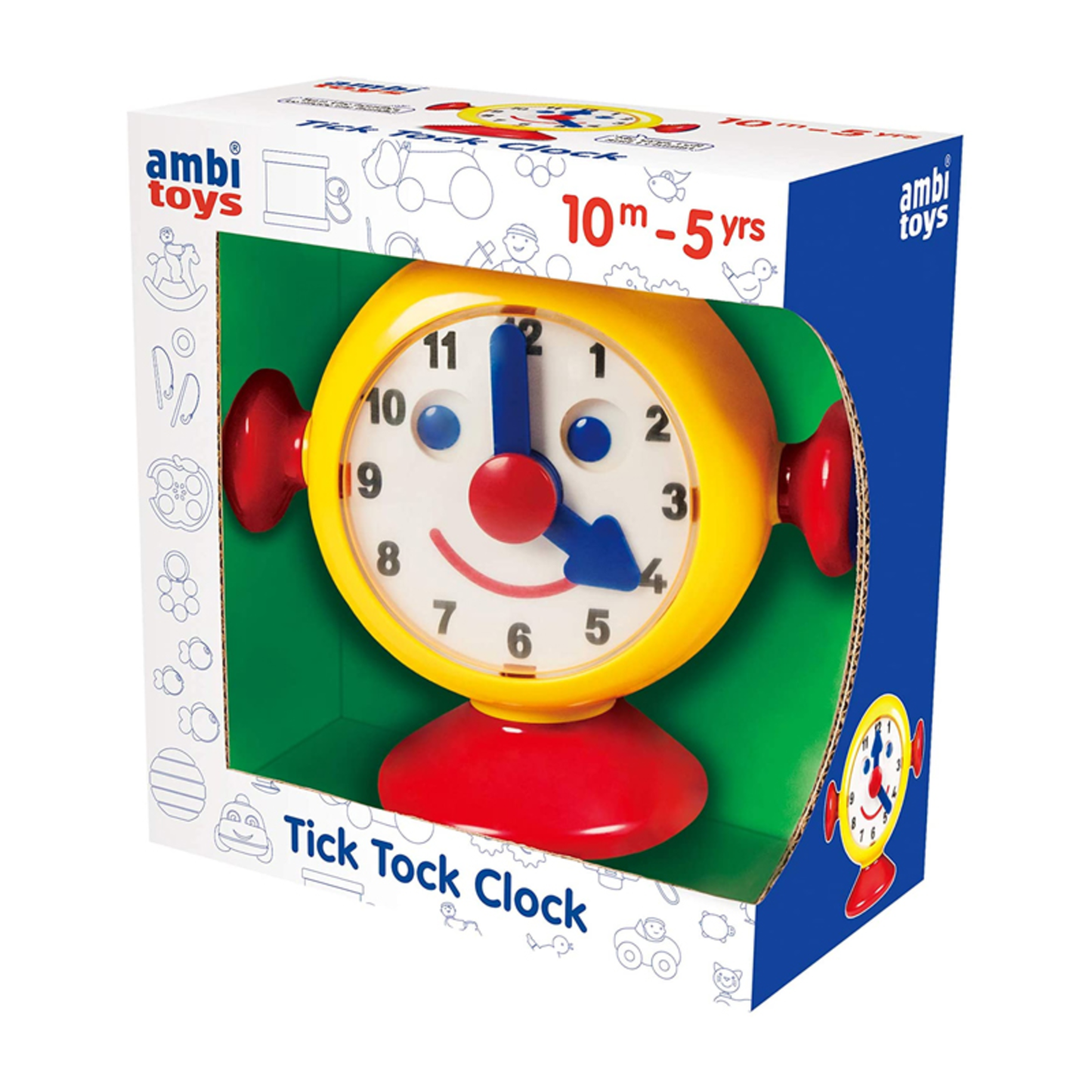 AMBI TOYS TICK TOCK CLOCK FOR LEARNING THE TIME - (AGES 10 MONTHS PLUS)