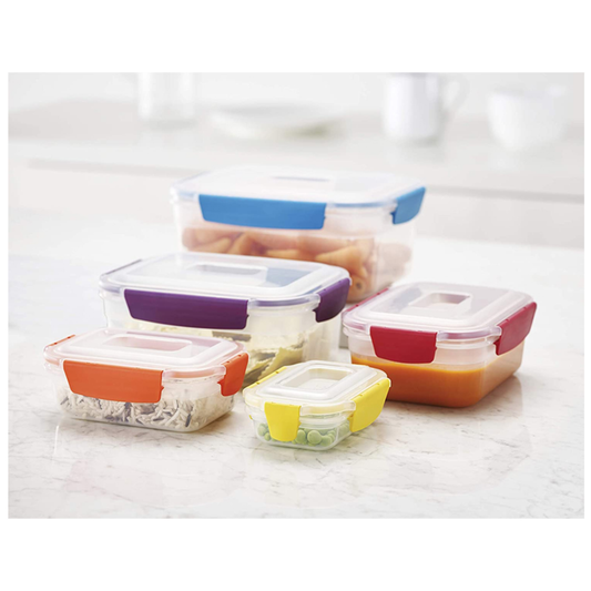 10 - PIECE NEST LOCK PLASTIC FOOD STORAGE CONTAINER SET - (MULTICOLOR)