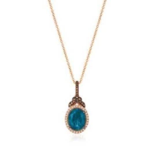 STRAWBERRY BLUE TOPAZ PENDANT NECKLACE