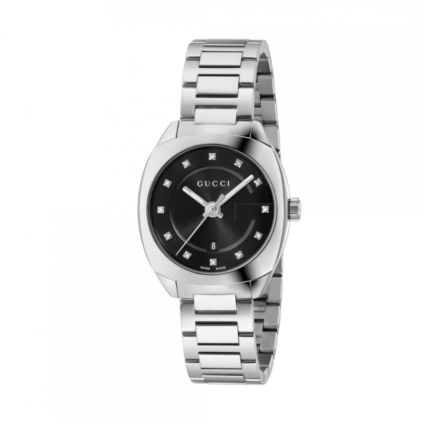 LADIES BLACK DIAMOND DIAL STAINLESS STEEL WATCH