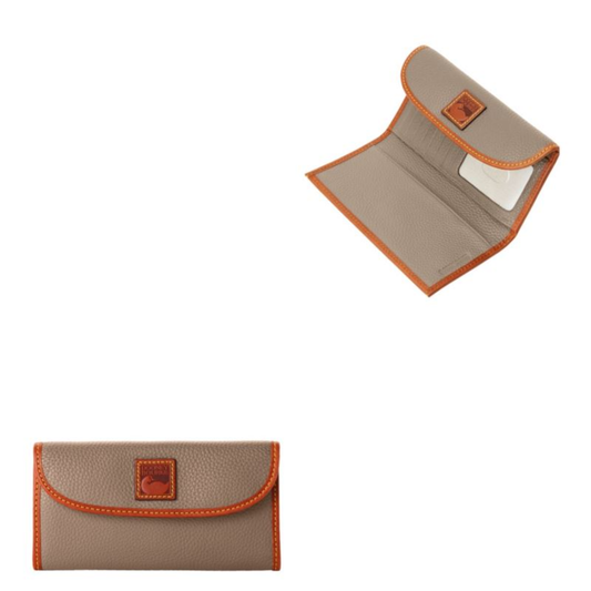 PEBBLE GRAIN CONTINENTAL CLUTCH - (TAUPE)