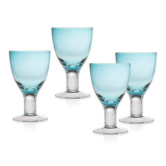 SET OF 4 GALLEY TURQUOISE GLASSES - (13.5 OZ)