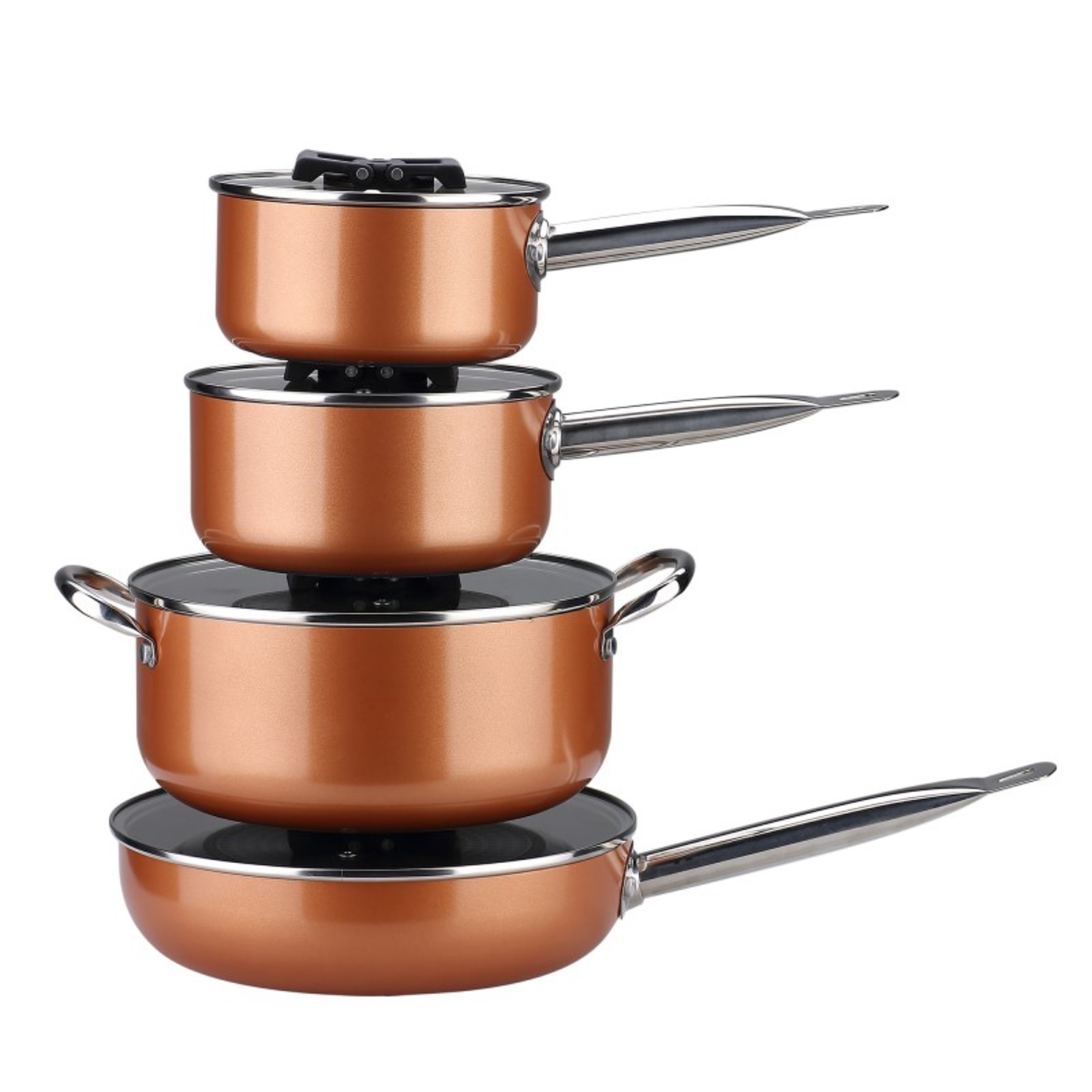 8 - PIECE ALUMINUM NON-STICK COOKWARE SET - (COPPER)