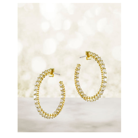 LADIES INSIDE OUT CZ HOOP EARRINGS
